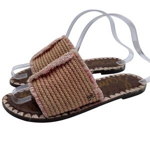 Sam Edelman Womens Shoes Glenda Sandals Sz 6.5 Pink Woven Texture Flat Casual